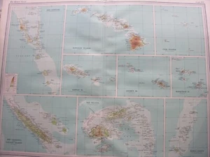 1920 MAP OF ISLANDS OF OCEANIA Hawaii Fiji Tonga Samoa Caledonia 112 Times Atlas - Picture 1 of 12