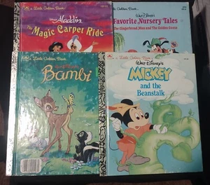 Lot of 4 Disney Little Golden Book Aladdin Mickey Mouse Bambi - Imagen 1 de 5