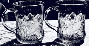 CLASSIC ARCOROC CANTERBURY Crocus Clear Glass 10 oz. Coffee Mug Cups Set Of 2 - Picture 1 of 9