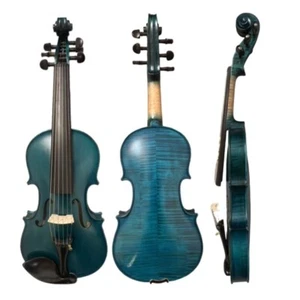 Hand-made 6 strings Solid wood Acoustic blue Colour 4/4 ,With case/bow - Picture 1 of 10