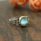 Fire Labradorite Gemstone Unique Ring 925 Sterling Silver Celtic Knot Ring Gift