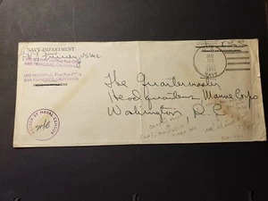 USS BOLIVAR APA-34 Naval Cover 1944 Censored WWII MARINES's Mail PEARL HARBOR - Picture 1 of 2