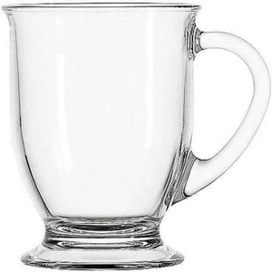 4 PC 16-Oz Clear Tapered Glass Mug Set Elegantly curved handle Dishwasher safe - Picture 1 of 6