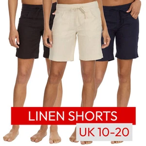 Ladies Linen Viscose Blend Above the Knee Shorts Summer Hotpants Bottom UK 10-20 - Picture 1 of 19