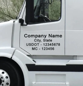 SEMI TRUCK DOOR LETTERING - Your Company Name + Town & State +DOT Number Decals - Bild 1 von 5