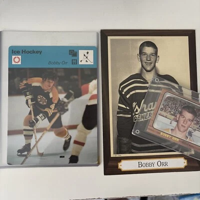 1977 Sportscaster Vintage Bobby Orr Boston Bruins NHL Hockey sobre hielo Tarjeta de gran tamaño Foto 1 de 4