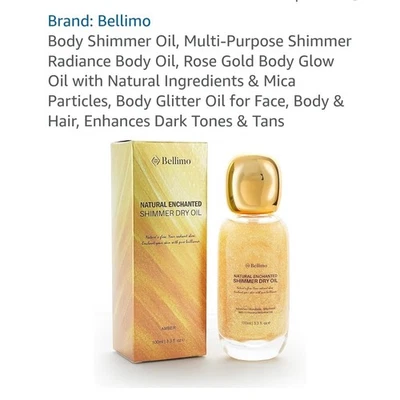Bellimo Body Shimmer Oil Rose Gold Glow Natural Ingredients - Image 1 of 4