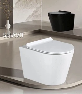 Wand WC Spülrandlos Tiefspüler Hänge WC KeramikToilette mit Nano Slim Sitz - Bild 1 von 11