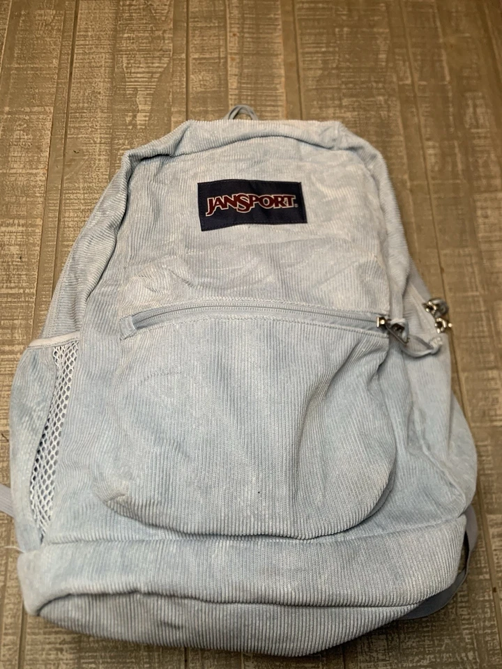 Mochila de pana azul claro Jansport Cross Town Plus escuela senderismo monopatín Foto 1 de 4