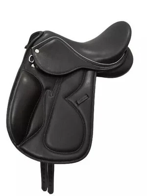 Selle de dressage anglais en cuir véritable taille 14"-18"... - Photo 1/4