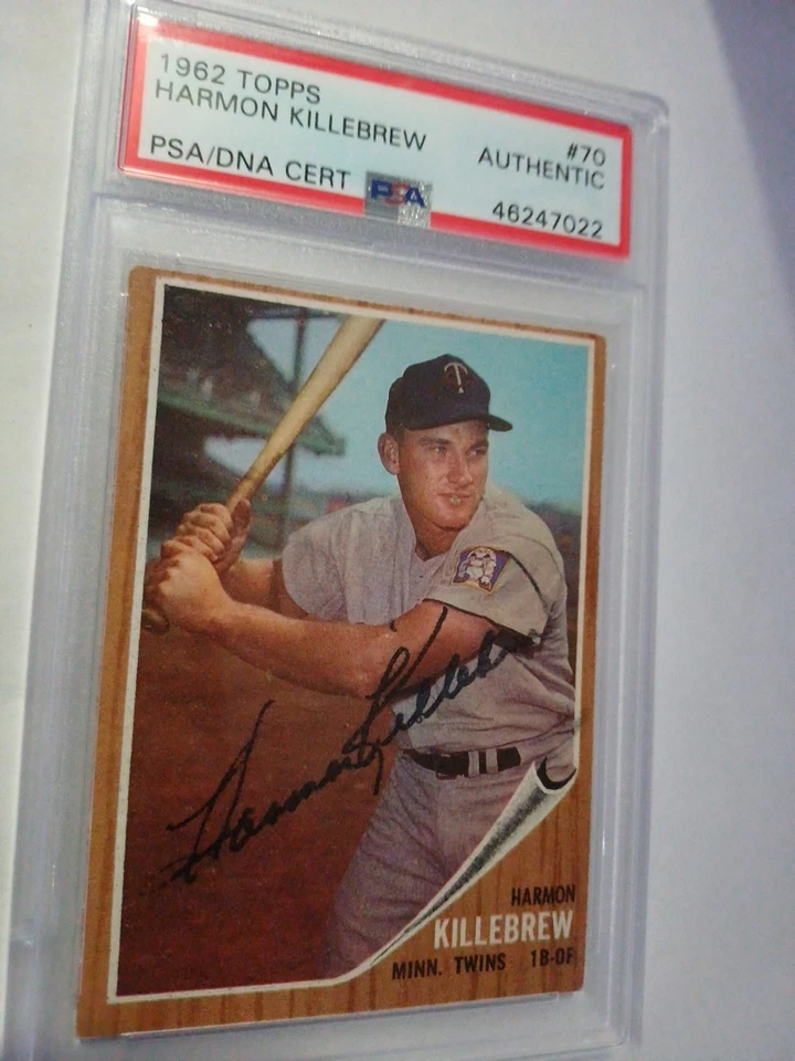 Rare 1962 HARMON KILLEBREW Signed Topps Card-HOF-MINNESOTA TWINS-PSA - Image 1 of 4