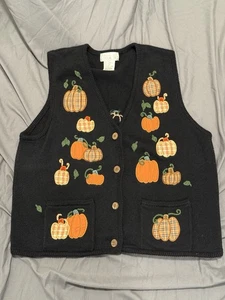 Vintage Mandal Bay Halloween Sweater Knit Vest XXL Pumpkin Fall Ugly - Picture 1 of 3