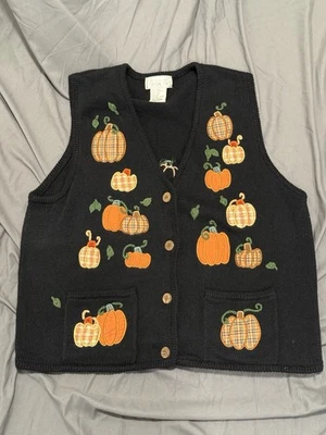Vintage Mandal Bay Halloween Sweater Knit Vest XXL Pumpkin Fall Ugly - Image 1 of 3
