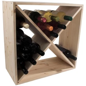 Soporte de almacenamiento independiente para bodega cuadrada de 24 botellas de vino artesanías de pino natural - Imagen 1 de 12