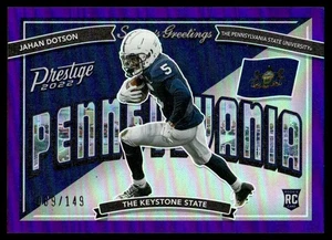 2022 Panini Prestige Seasons Greetings Xtra Points Purple Jahan Dotson /149 Penn - Picture 1 of 2