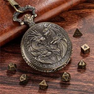 Set dadi DND mini poliedrici 7 pezzi con custodia tascabile drago D&D unici ed eleganti - Foto 1 di 12