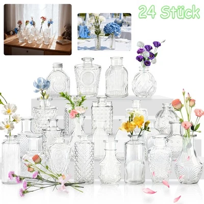24pcs Mini Vasen Set Vasenset Glasvasen Tischdeko Blumenvase Hochzeitsdeko Deko - Bild 1 von 4