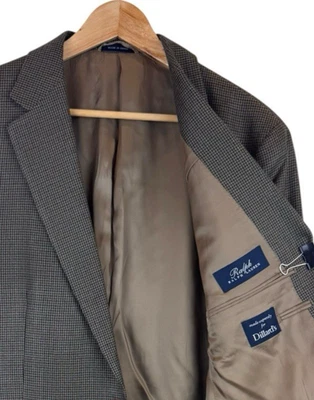 Ralph RALPH LAUREN Blazer Men's 44L Brown Houndstooth Sport Coat Silk Wool MINT - Image 1 of 4