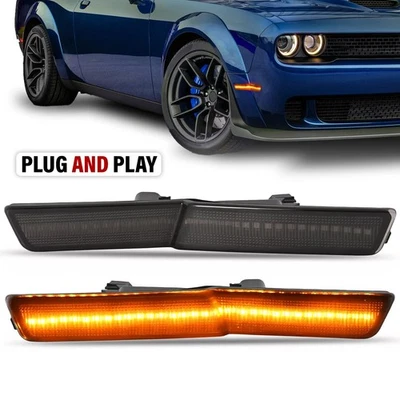 Amber LED Front Side Marker Lamps For Dodge Challenger SRT Widebody RT 2018-2022 Foto 1 de 4