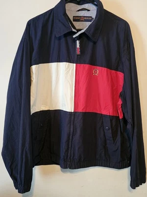Chaqueta cortavientos vintage de los años 90 icónica Tommy Hilfiger bloque de color talla M Foto 1 de 4