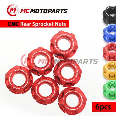 SPOKE6 Red Rear Sprocket Nuts Pack For Kawasaki Z800 13 14 15 16-MC Foto 1 de 4