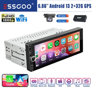 DAB+ Autoradio 1 DIN Carplay 2+32G Android 13 GPS Navi RDS Bluetooth WIFI Kamera - Bild 1 von 16