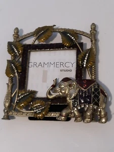 GRAMMERCY STUDIO Rhinestones Enamel PEWTER ELEPHANT 3" x 3" PHOTO FRAME 🐘 - Picture 1 of 11