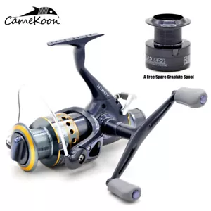Baitfeeder Freilaufrolle Graphite-Körper Karpfenangeln Angelrolle + Ersatzspule - Bild 1 von 6