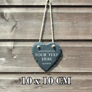 Personalised Slate Heart Plaque 10x10 cm Custom Gift Memorial Any Text Engraved - Picture 1 of 7