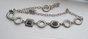 CHICO'S SILVER/BLACK CHAIN BELT 50" - Picture 1 of 3