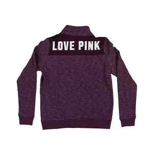 NEW Victoria's Secret PINK Pullover LOVE PINK LOGO Sweatshirt Medium Quarter Zip - Picture 1 of 3