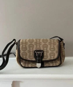 Etienne Aigner Tan Brown Logo Canvas Handbag Purse Shoulder Bag Crossbody Classy - Picture 1 of 9