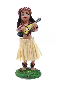 Hawaiian Hula Girl w/ Ukulele Mini Dashboard Doll - 4" Car Doll, Hawaii Souvenir - Picture 1 of 6