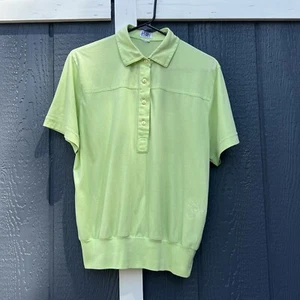 Vintage Pastel Green Polo Shirt Button up Short Sleeve Women Sz - Medium - Picture 1 of 6