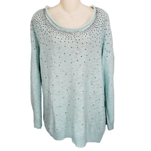 Cato 18 20 Knit Sweater Baby Blue Scoop Neck Womens Stretch Long Sleeve - Picture 1 of 8
