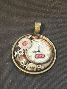 1” STEAMPUNK STYLE CLOCK-FACE PENDANT - Picture 1 of 4