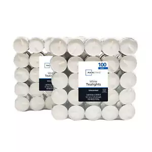 Mainstays White Unscented Indoor/Outdoor Tealight Candles, 100 Count - Picture 1 of 4