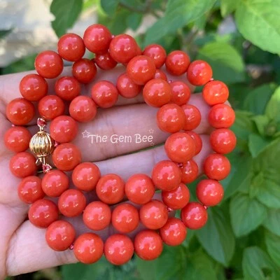 Colar de ouro amarelo 18k sólido tomate vermelho mediterrâneo coral da Sardenha 19" - Imagem 1 de 4