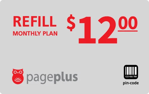 PagePlus  Prepaid $12 Refill Top-Up 500 Minutes Prepaid Card ,PIN / RECHARGE  - Image 1 of 1