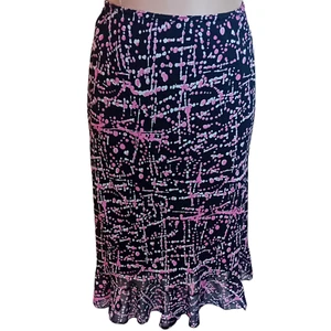 Vintage 90s Plus Size Tradition Midi Skirt Abstract Paint Splatter Ruffle Hem 18 - Picture 1 of 16