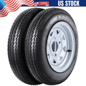 2 Pack Trailer Tires 4.80-12 480-12 480 12 Trailer Tires 6 PR 4 Lug Load Range C - Picture 1 of 12