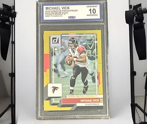 MICHAEL VICK 2022 Donruss Press Proof Premium Gold Holo #225 Graded Gem Mint 10 - Picture 1 of 3