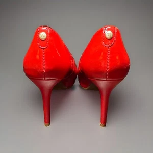 Liz Claiborne Candy Apple Red Open Peep Toe Patent Leather Pumps Women’s 7M - Picture 1 of 7