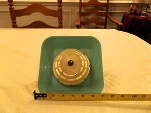 VINTAGE TURQUOISE SQUARE PLASTIC CLIP ON PLASTIC LIGHT SHADE COVER MCM ART DECO - Bild 1 von 8