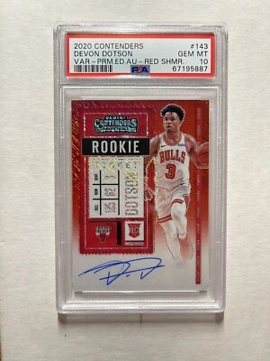 Devon Dotson 2020 Contenders Red Shimmer Premium Rookie Auto JSY #3/5 1/1 PSA 10 - Image 1 of 2