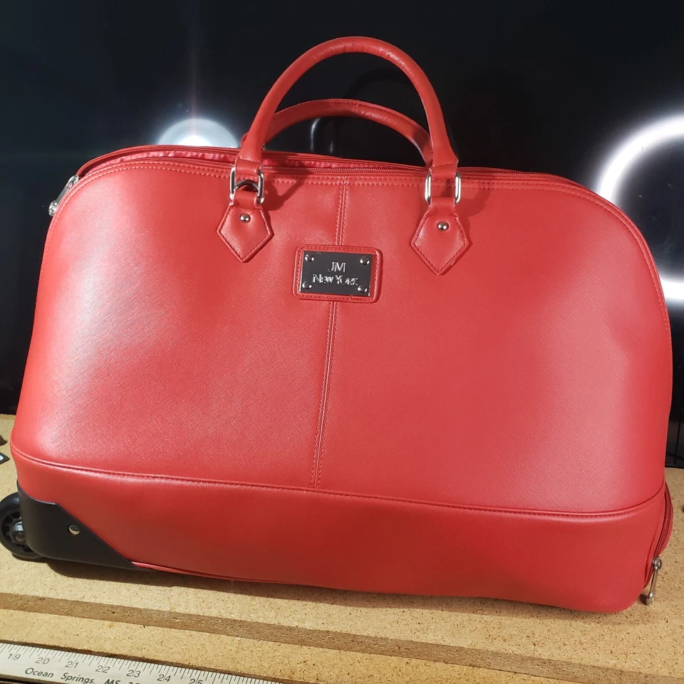 Joy Mangano 红色 Weekender Duffle 旅行携带所有托特包 滚动袋 二手状况完好 — 第 1/4 张图片