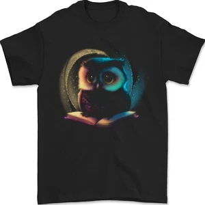 Owl Reading a Book Bookworm Reader Mens T-Shirt 100% Cotton - Picture 1 of 2