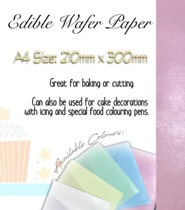 25 hojas de papel de oblea comestible talla A4 que rosa - Imagen 1 de 1