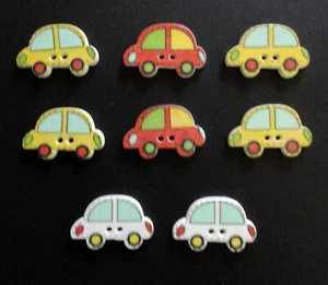 Car- 2 Hole Flat Wooden Buttons- Pkt 8 (Pack B) - Picture 1 of 1