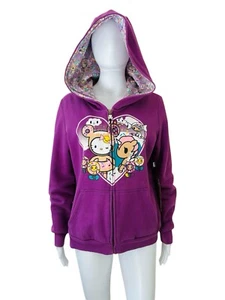 Tokidoki x Hello Kitty Sweetheart Kitty Zip Up Hoodie XL Emo Scene Kawaii Purple - Picture 1 of 11